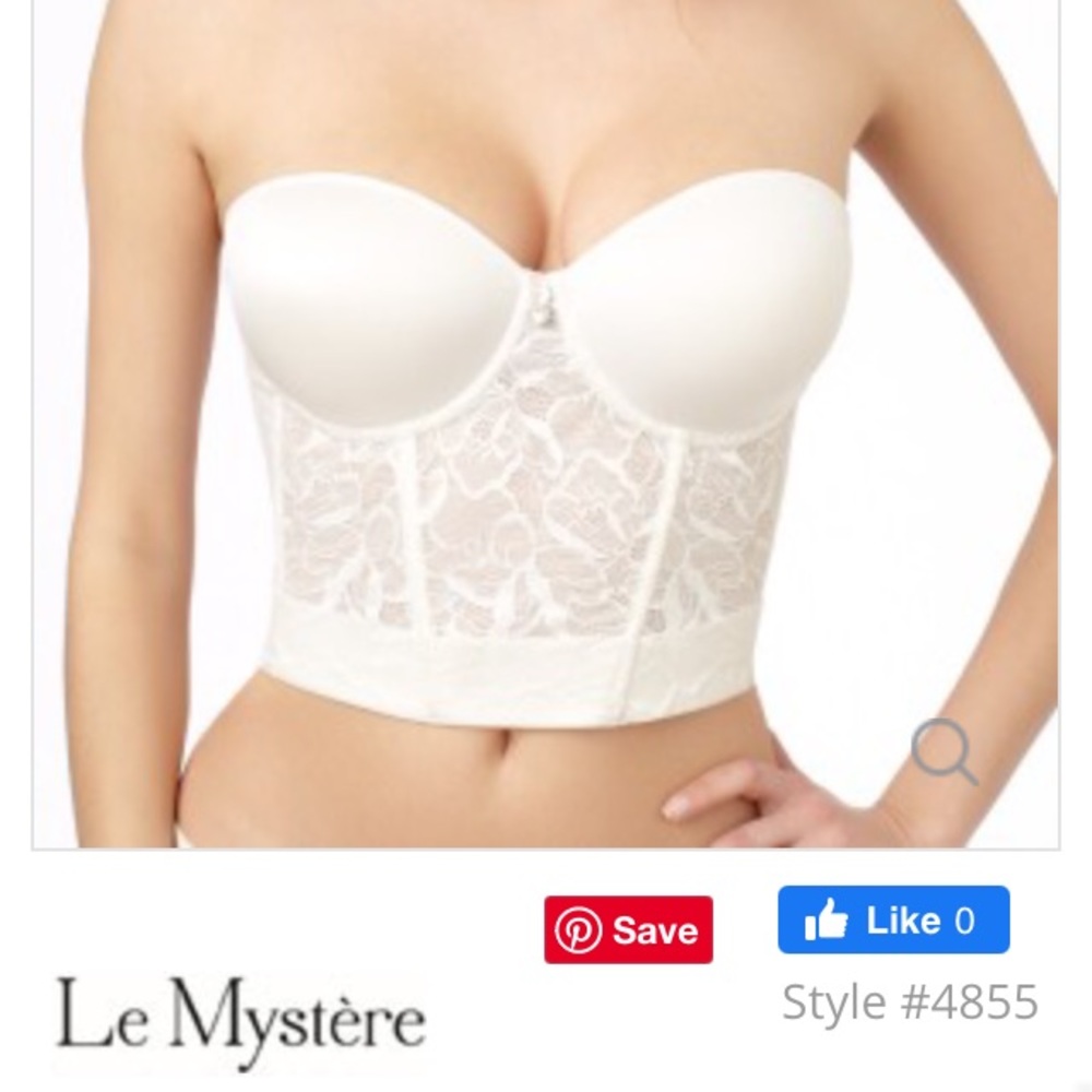 Le Mystère Sensuelle Bustier Bra, ‘Pearl’ (ivory) Lace, 32G